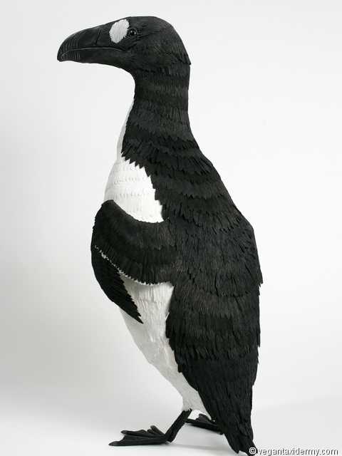 Great Auk (Pinguinus impennis), 3-D crepe paper sculpture by Aimée Baldwin